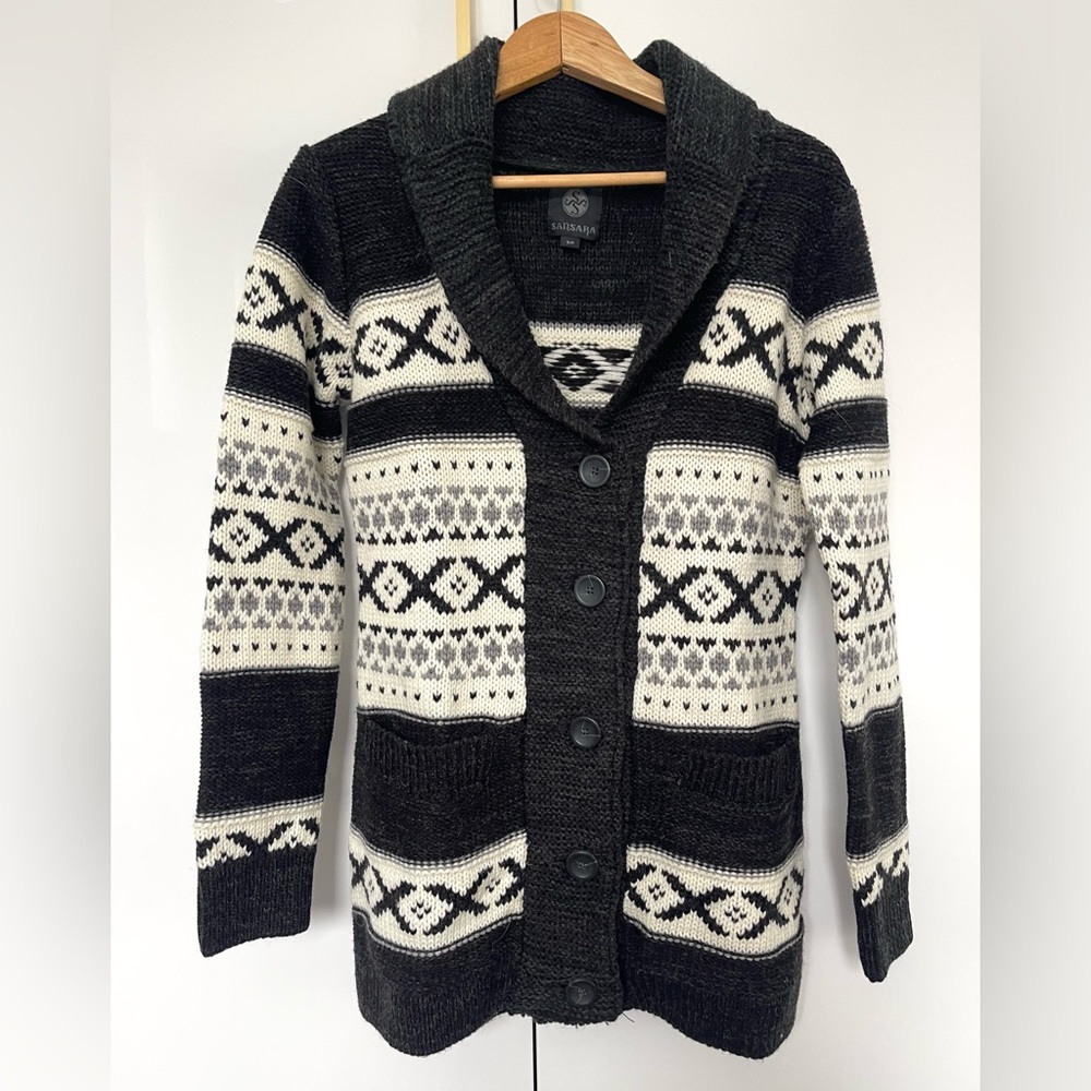 Sansara Fair Isle Wool Blend Chunky Sweater Size small